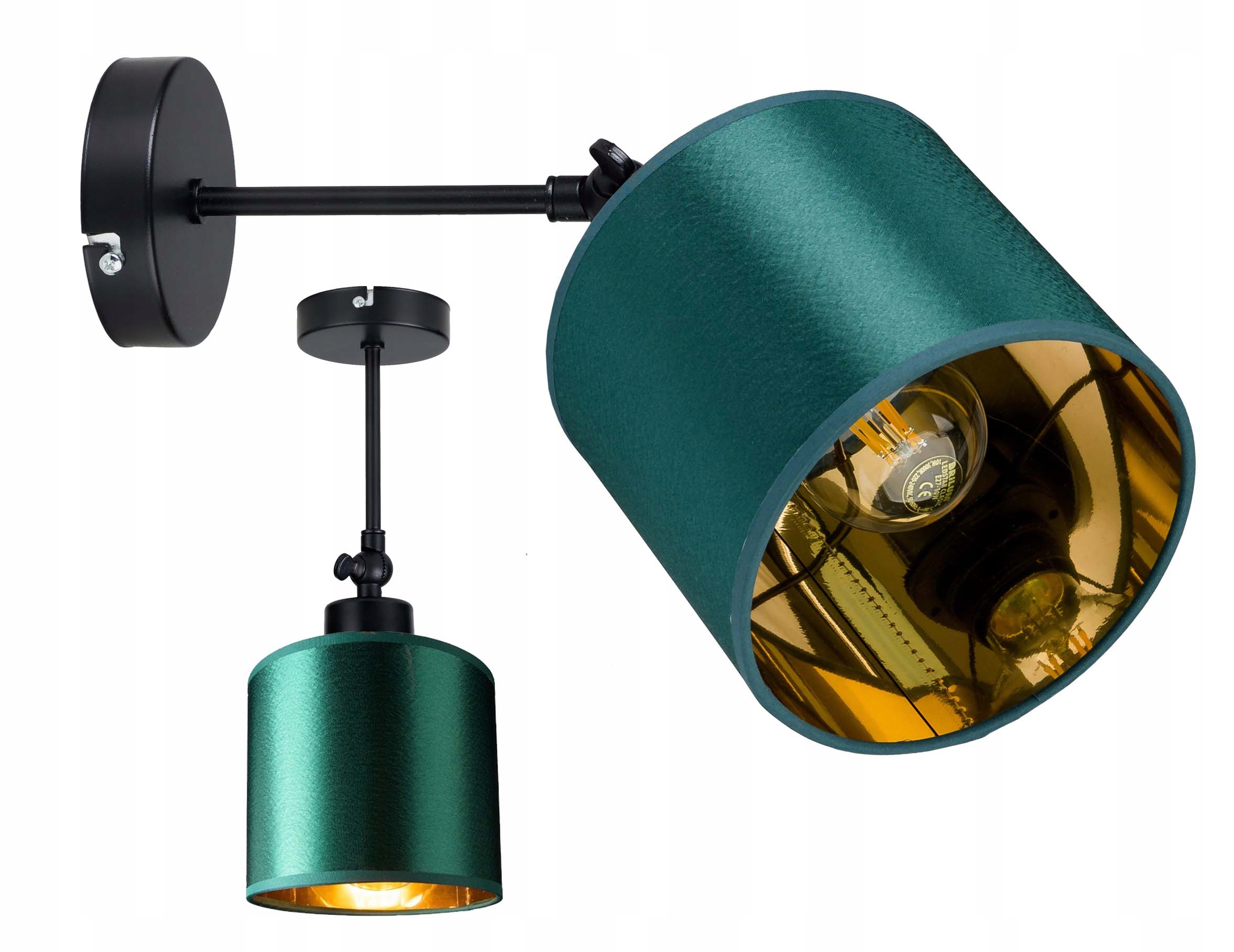 

Lampa Kinkiet ścienny regulowany Loft Abażur złoty