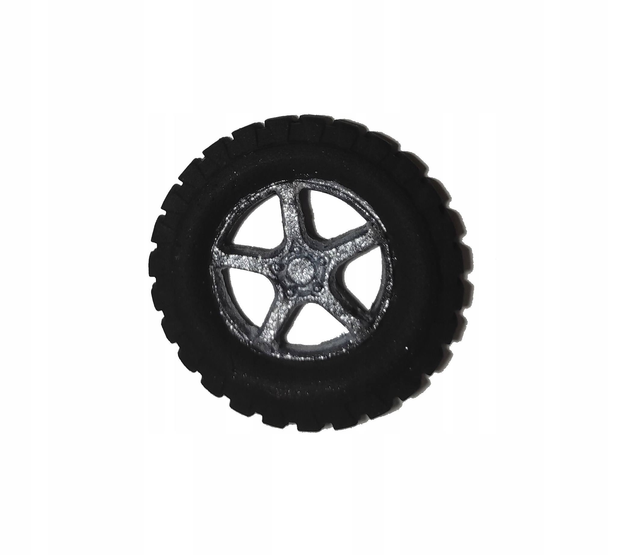 dekoracja cukrowa KOŁO MOTOR koła SREBRNA felga