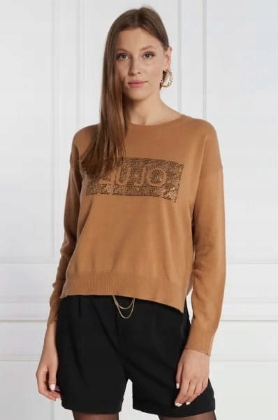 Liu Jo Hnědý Tenký Svetr S Logem (s)