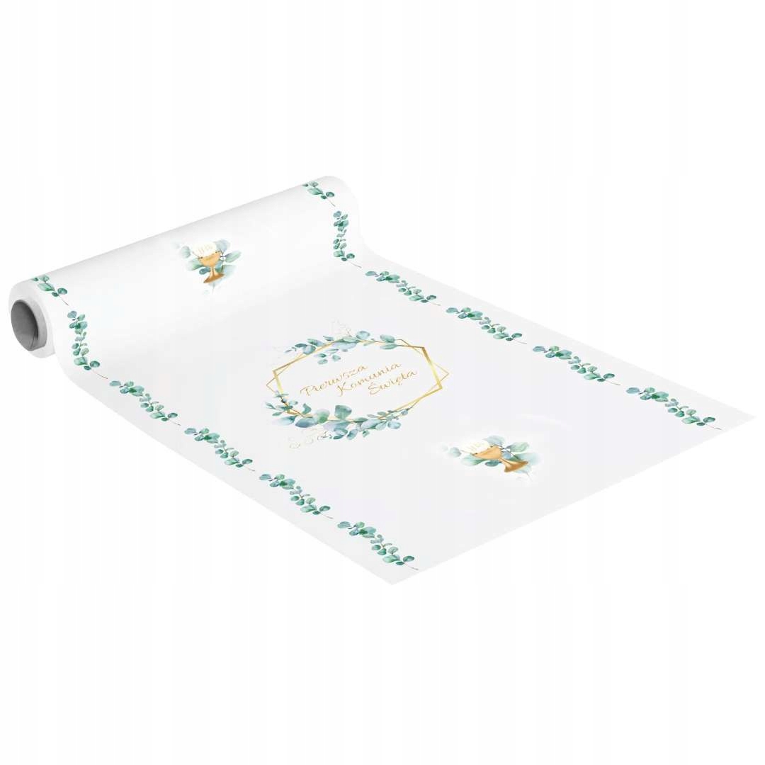 BIEŻNIK na stół liście KOMUNIA święta złoty