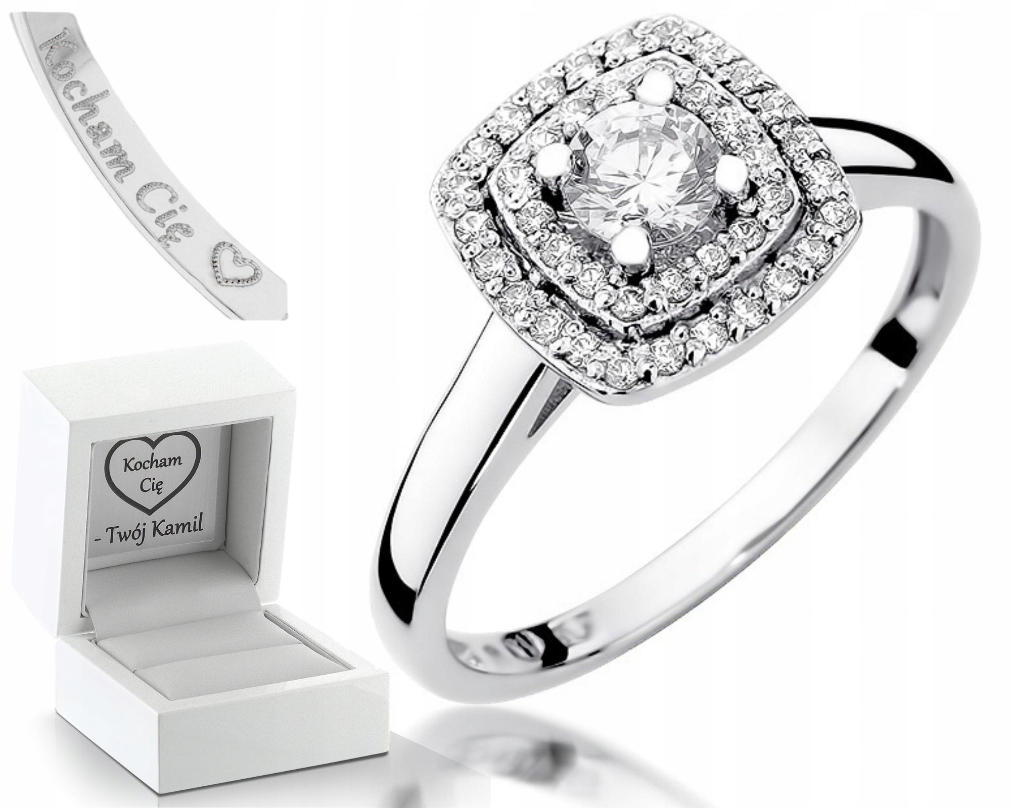 Prstýnek S Brilianty 0,50 Ct Bílé Zlato Gravírování