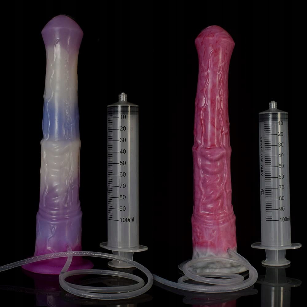 KUAECR Realistyczny Dildo Koński XL Silikonowy Z Przyssawką Czerwono Szary — miniatura 7