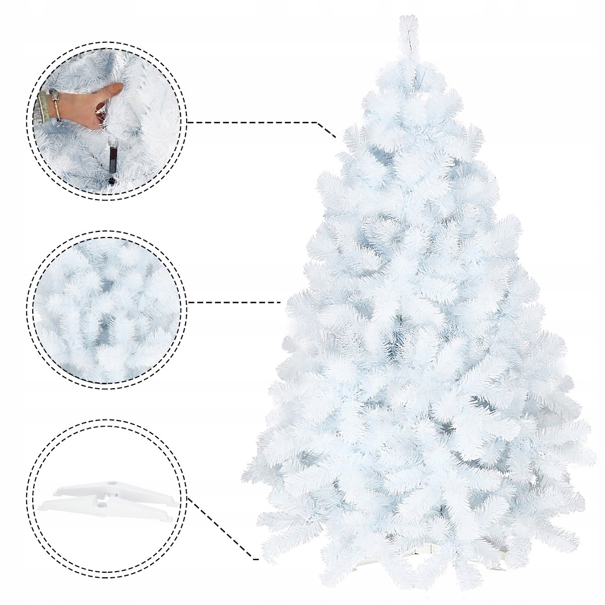ARTIFICIAL CHRISTMAS TREE FIR WHITE 180CM STAND DENSE Type of Christmas tree: artificial