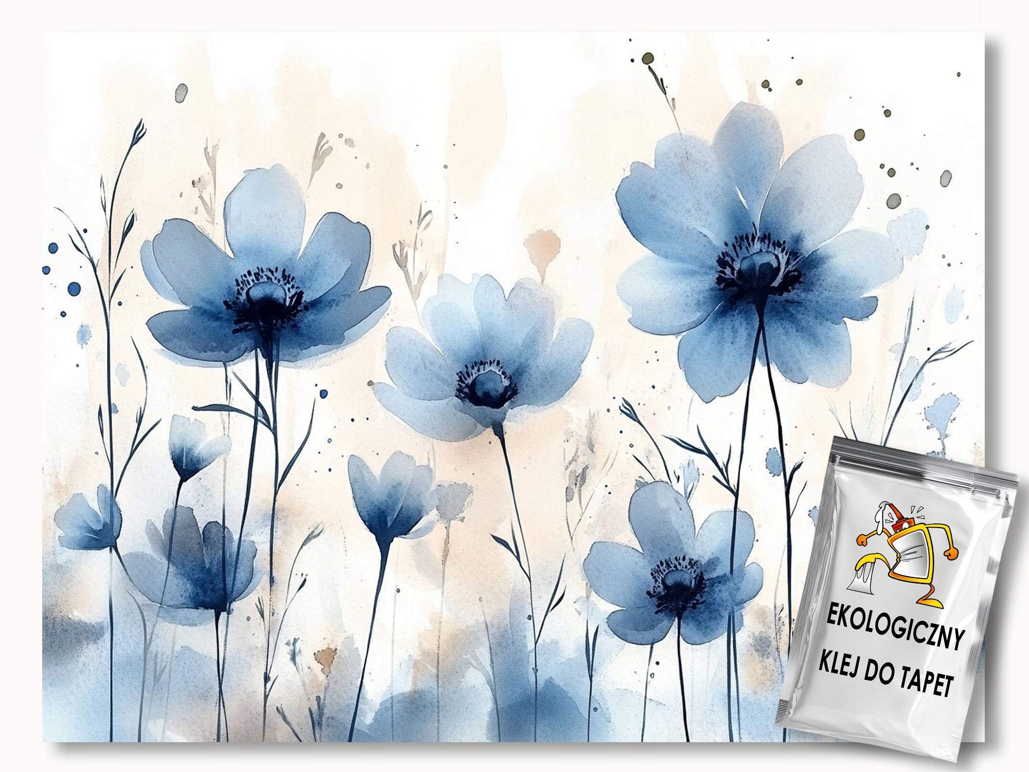 Fototapeta Flizelina Akwarela Natura Flora Modré Kvety 416x254 130g