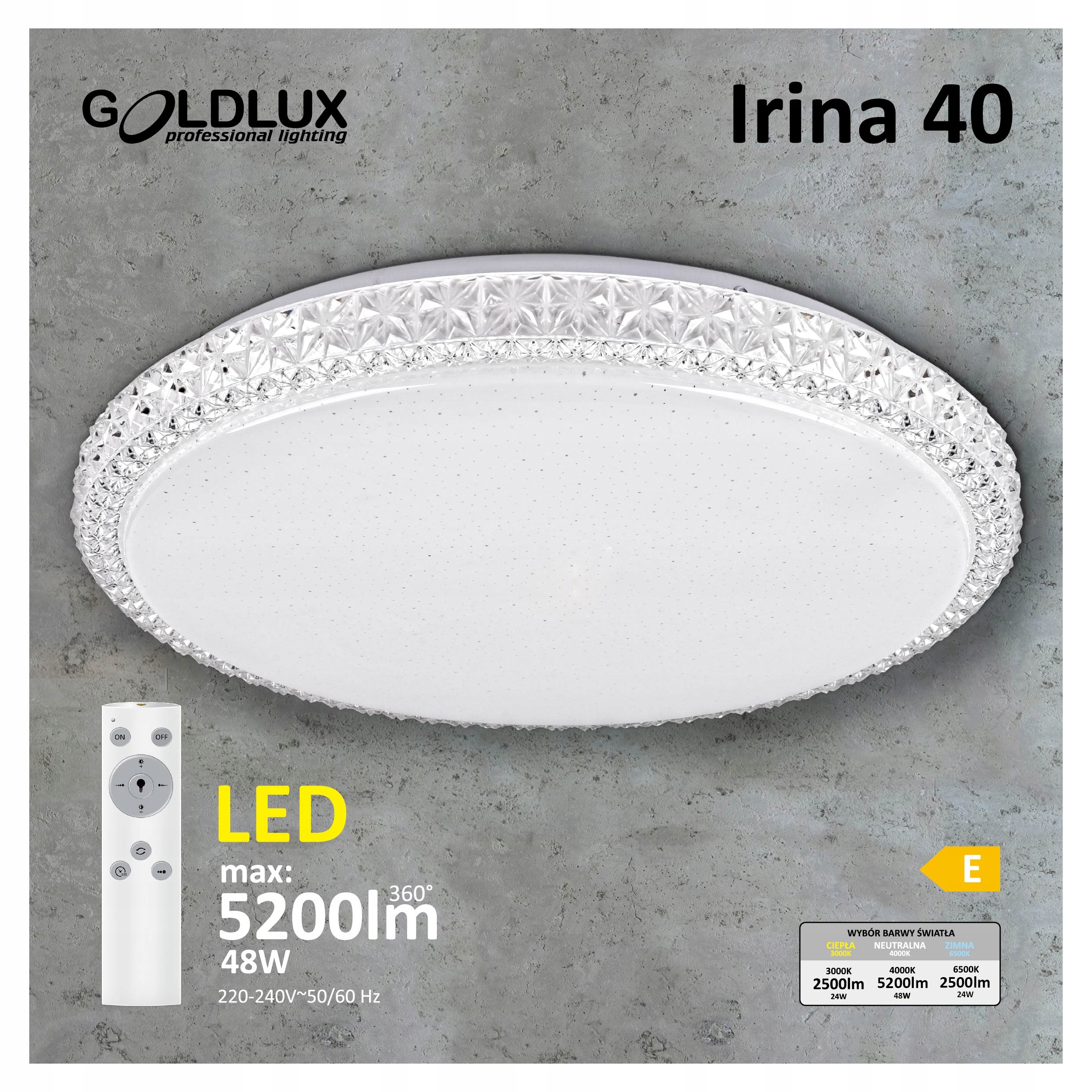 PLAFON LED LAMPA OPRAWA SUFITOWA 48W 40CM + PILOT Marka Polux