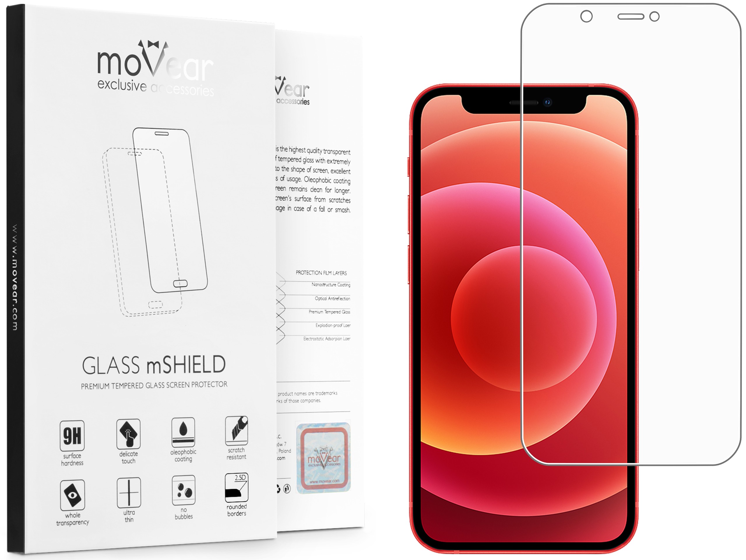 

moVear Matowe Szkło hartowane na iPhone 12 Mini