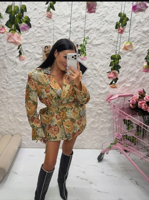 La milla delší sako bunda s květinami rosalia Onesize