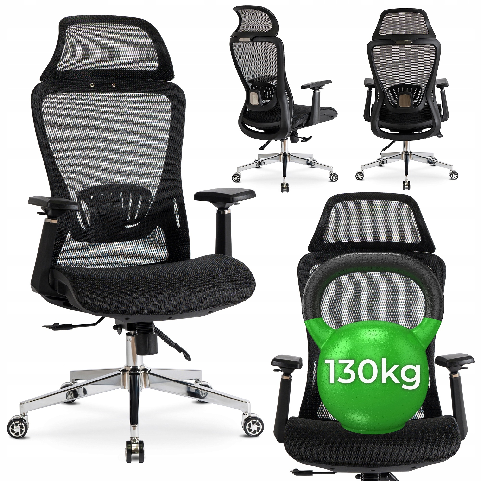 Kancelářská otočná židle Ergonomická židle K Psacímu Stolu Černá Litos