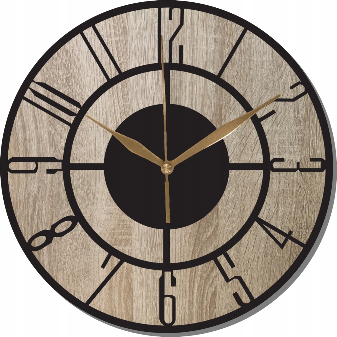 Zegar Ścienny Drewniany Klasyczny Design Okrągły Zegar Dąb Sonoma 35 cm