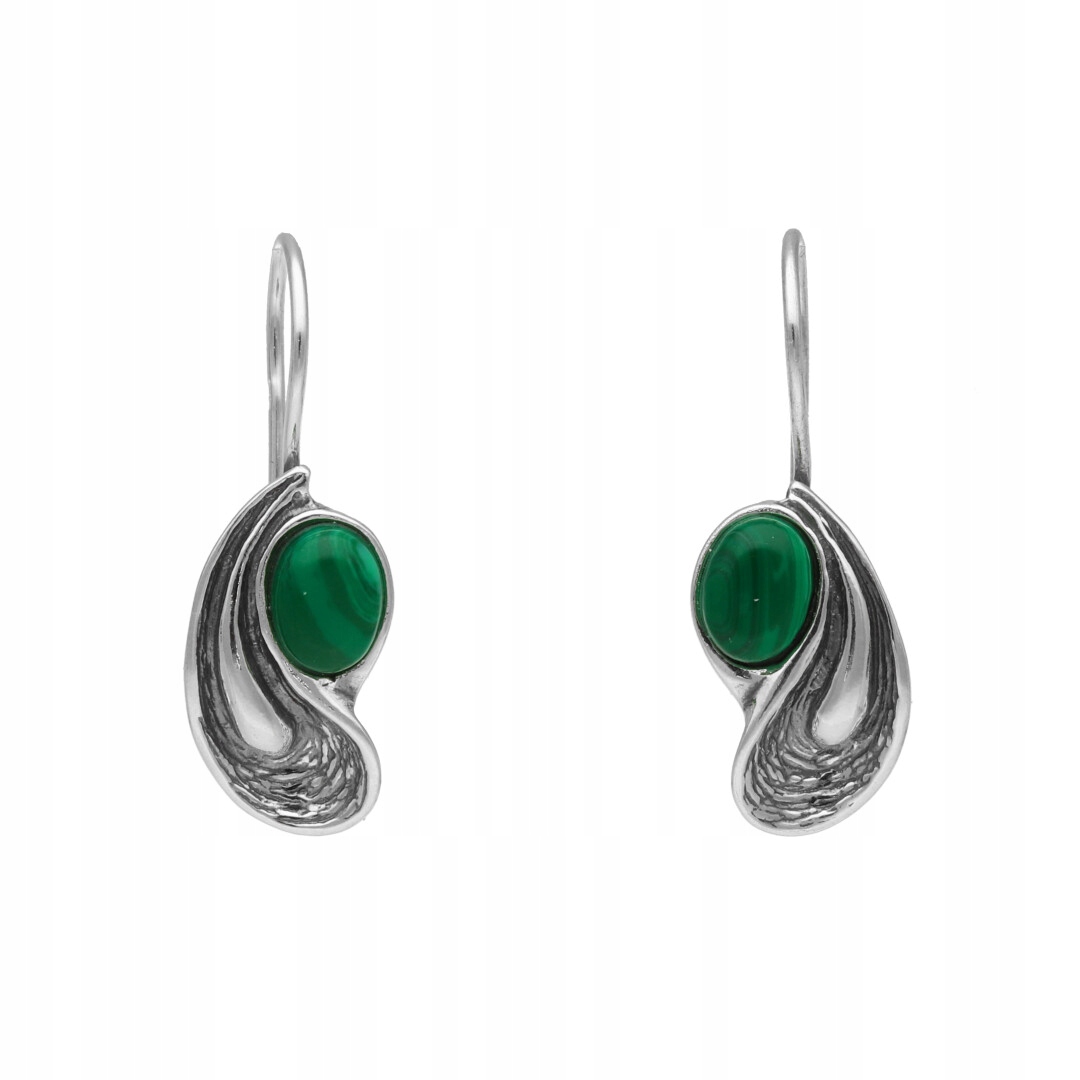 Náušnice s malachitem a oxidovaným stříbro