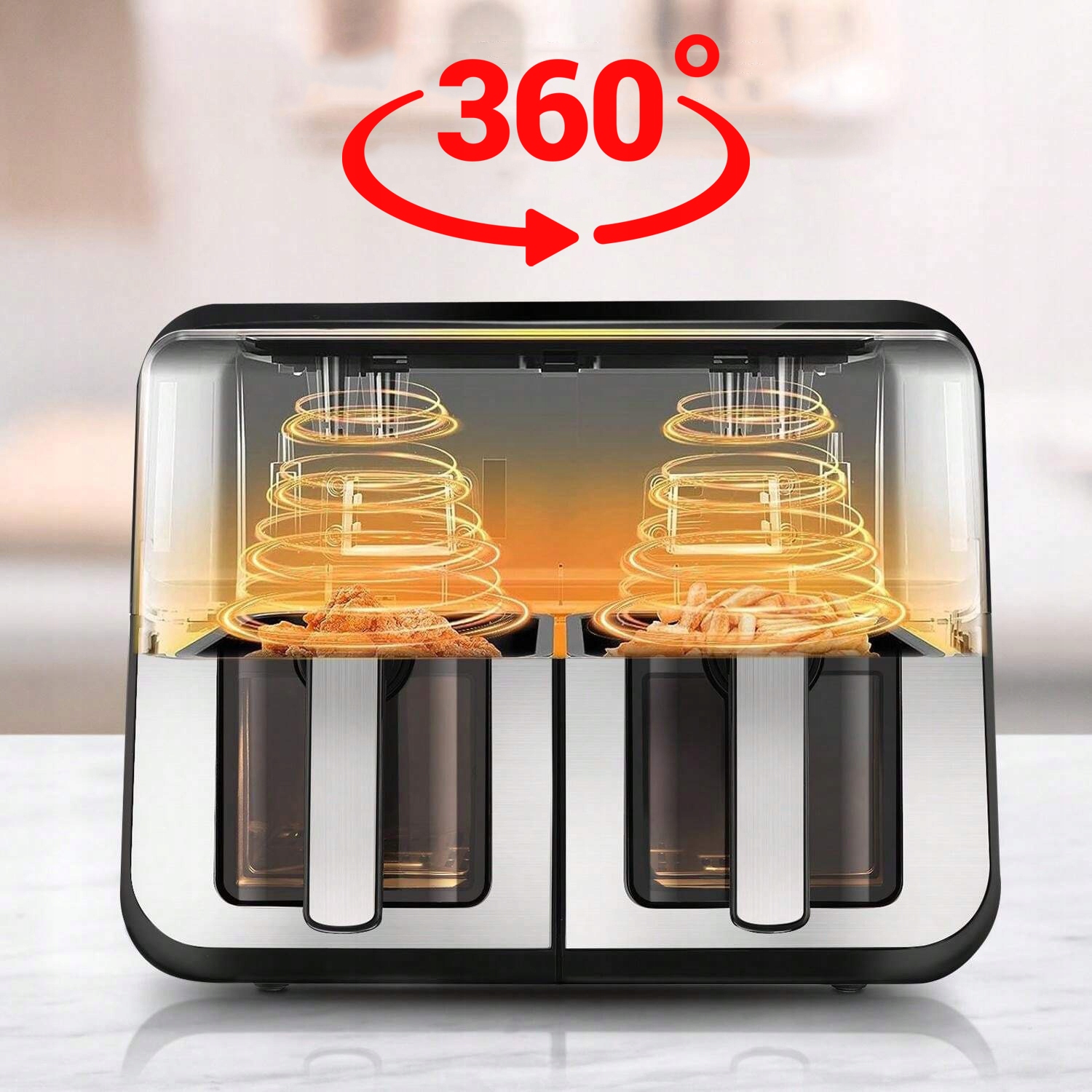 FRYTKOWNICA BEZTŁUSZCZOWA PODWÓJNA FRYTOWNICA 9L AIRFRYER DWUKOMOROWA WIFI Kod producenta LHODF-2490