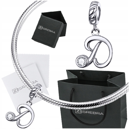 

Charms zawieszka Litera D koralik Srebro 925 beads