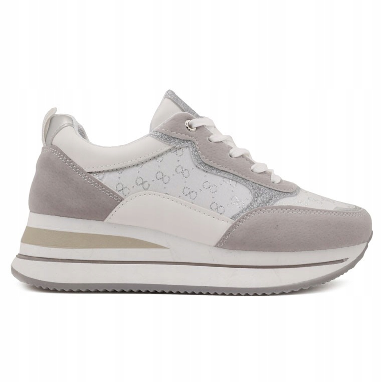 Szare Buty Sportowe Damskie Sneakersy Na Phatformie koturny Lekkie