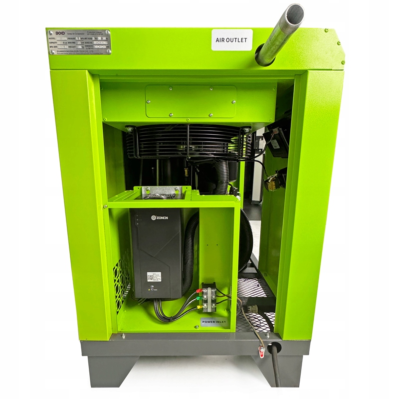 Sprężarka śrubowa B&D 37kW z wbudowanym falownikiem 4450l/min, 10bar Wydajność efektywna 4450 l/min