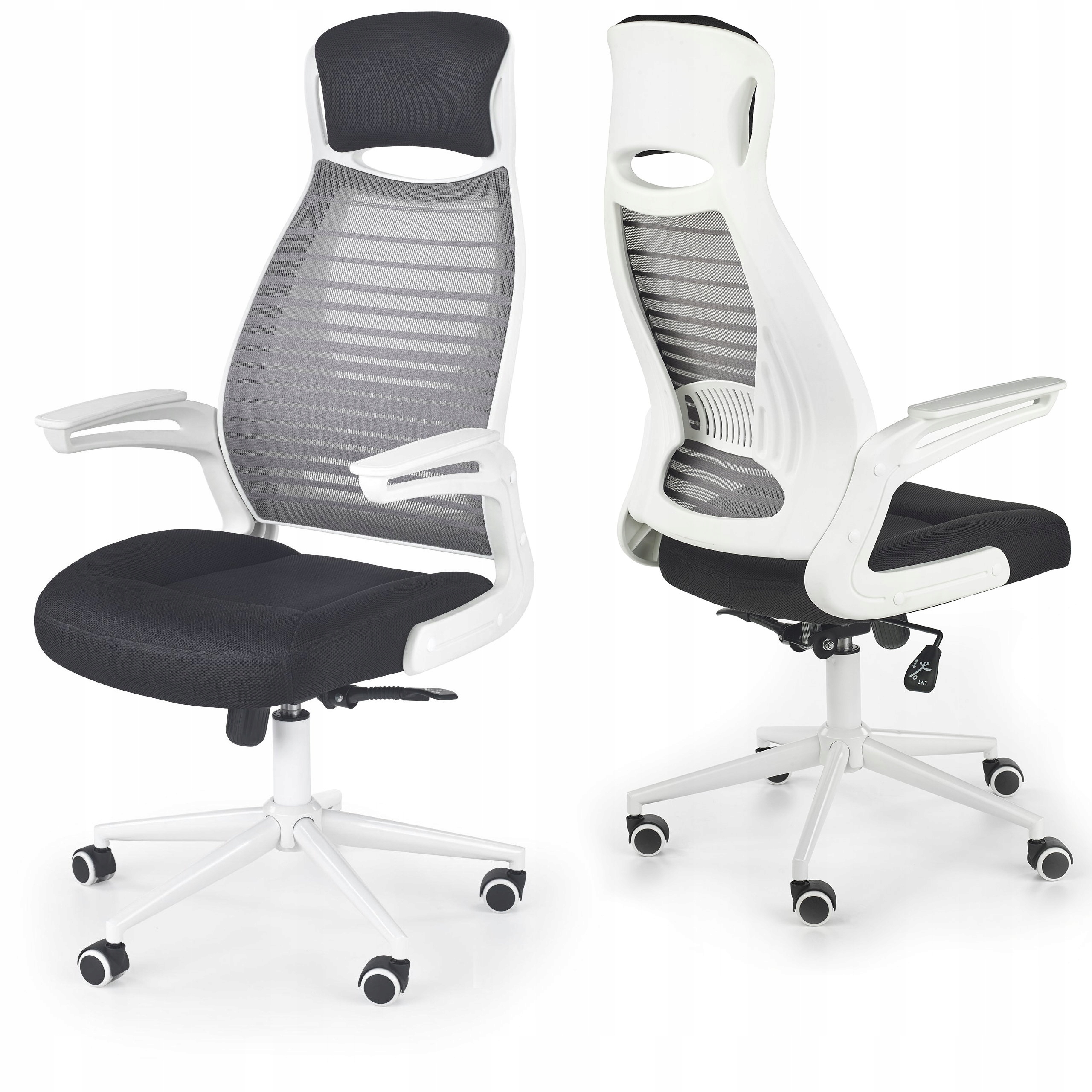 

Krzesło obrotowe Biało-Szare Franklin siatka Halma