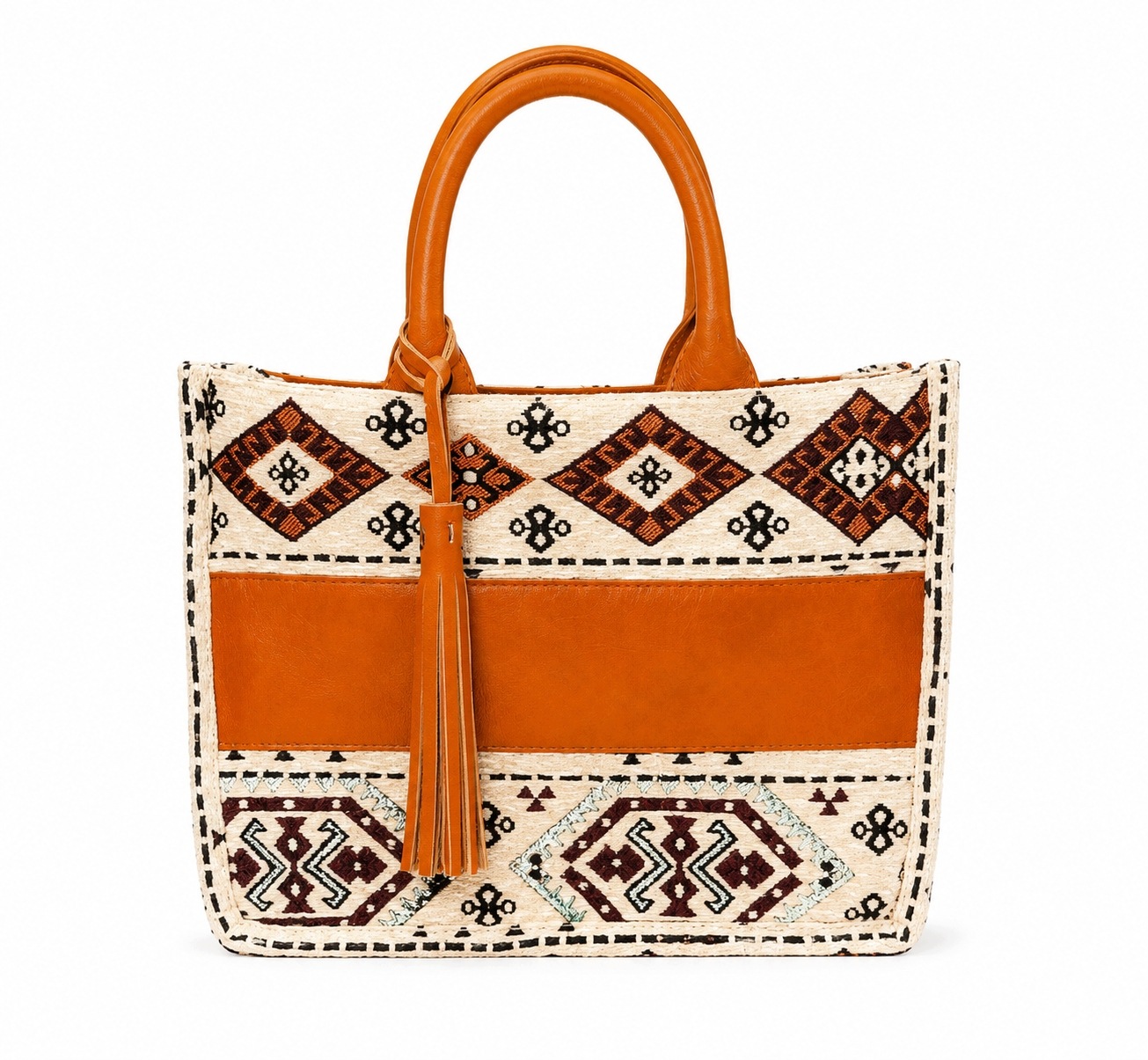 Dámská kabelka z Maroka, ručně vyrobená z boho kůže, oranžová na ruku