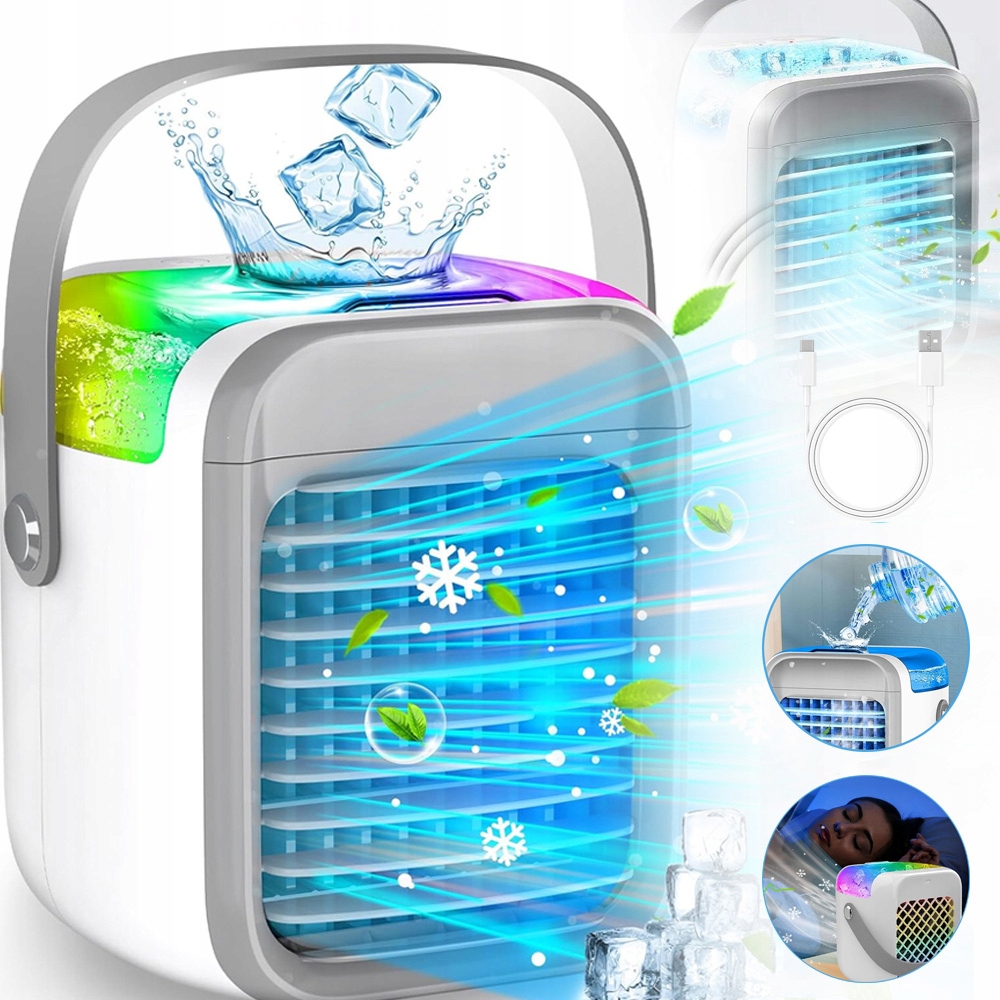 Mobilní Klimatizátor, Ventilátor Chlazení Vzduchu 3V1 Se 7 Led Diodami