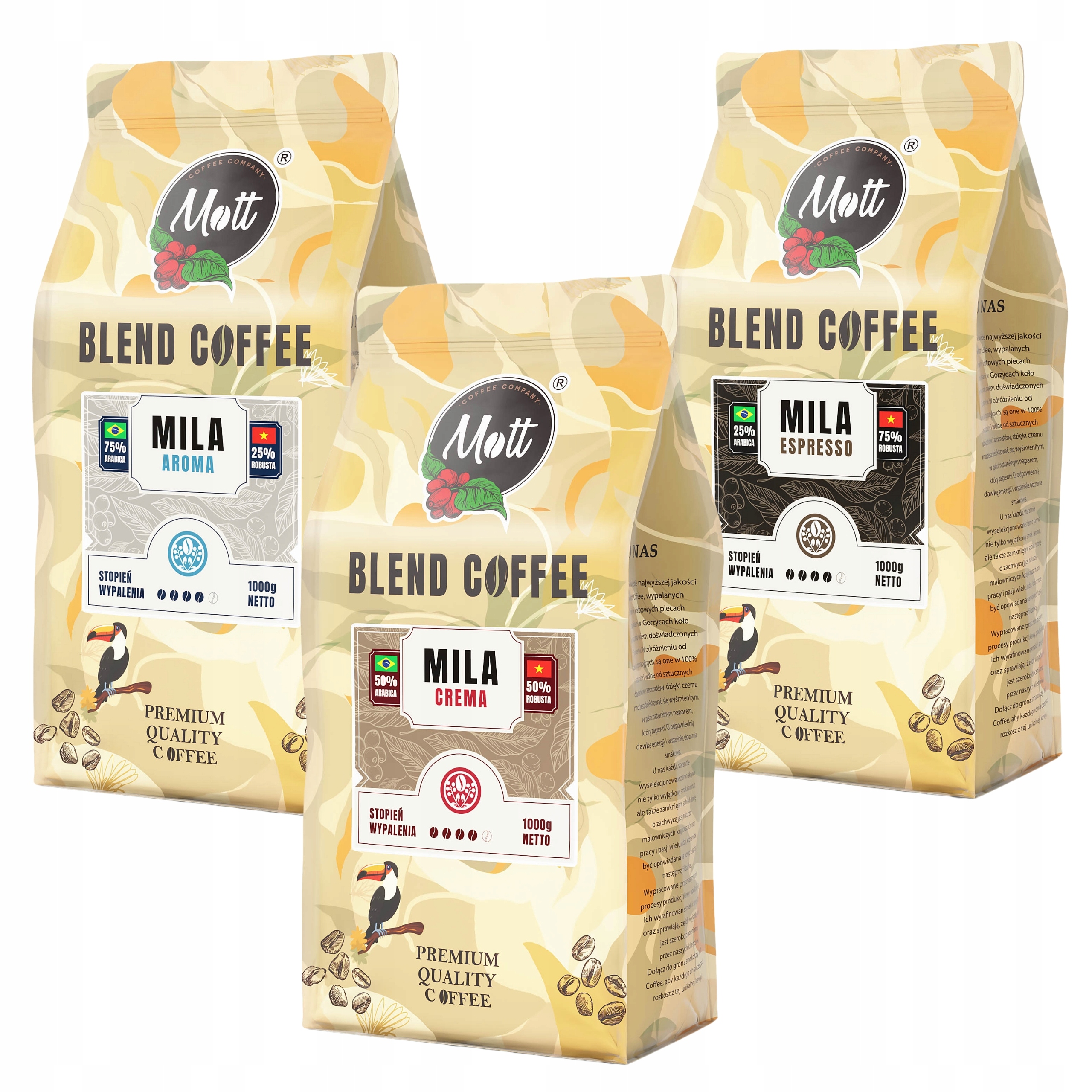 Levně Káva Zrnková 3 kg Sada Arabica Robusta Aroma Crema Espresso Superblend