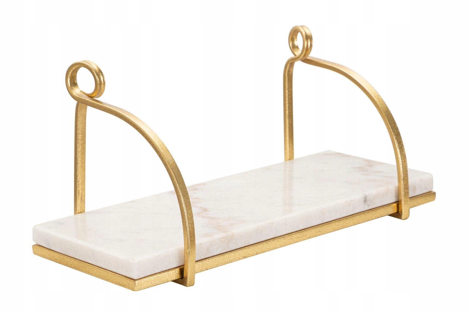 Półka Ścienna Marmurowa Biała Złota Glamour Ozdobna 40 X 16 X 18 CM