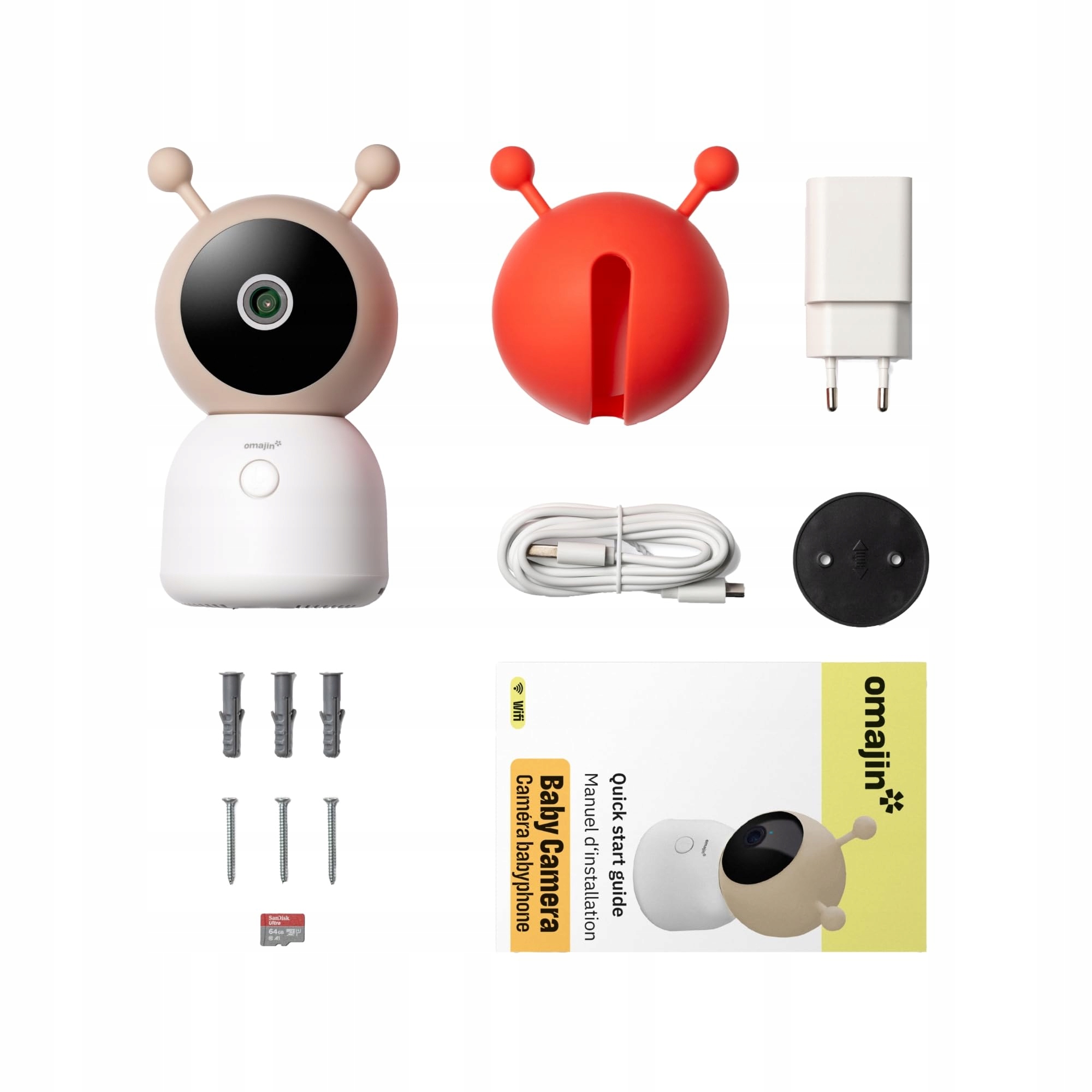 OMAJIN Smarta Kamera Babyfon 2K HD Nocne Widzenie Czujnik Temperatury — miniatura 6