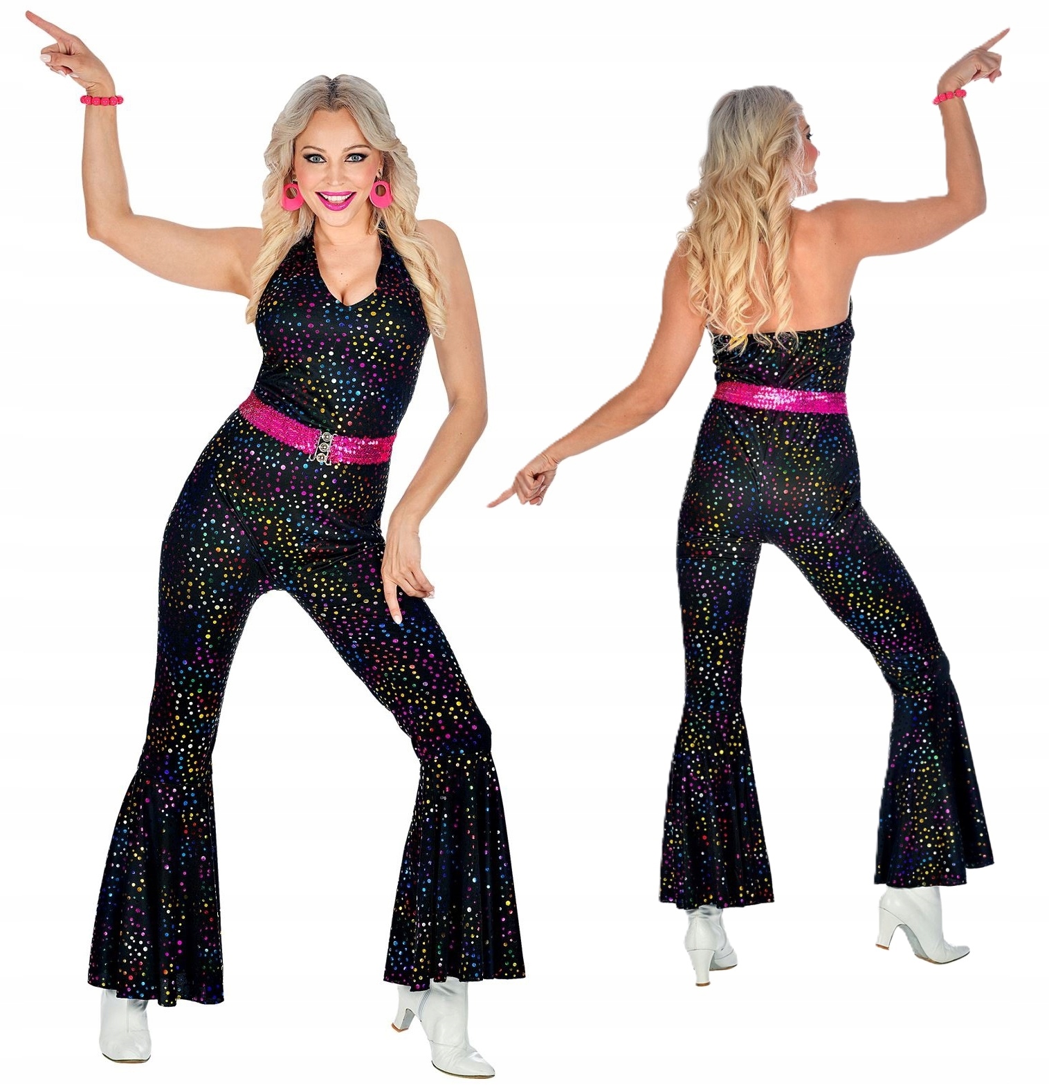 Kostým Boogie Kombinéza Disco Groovy Roky 70 80 90 Holografické Puntíky r M