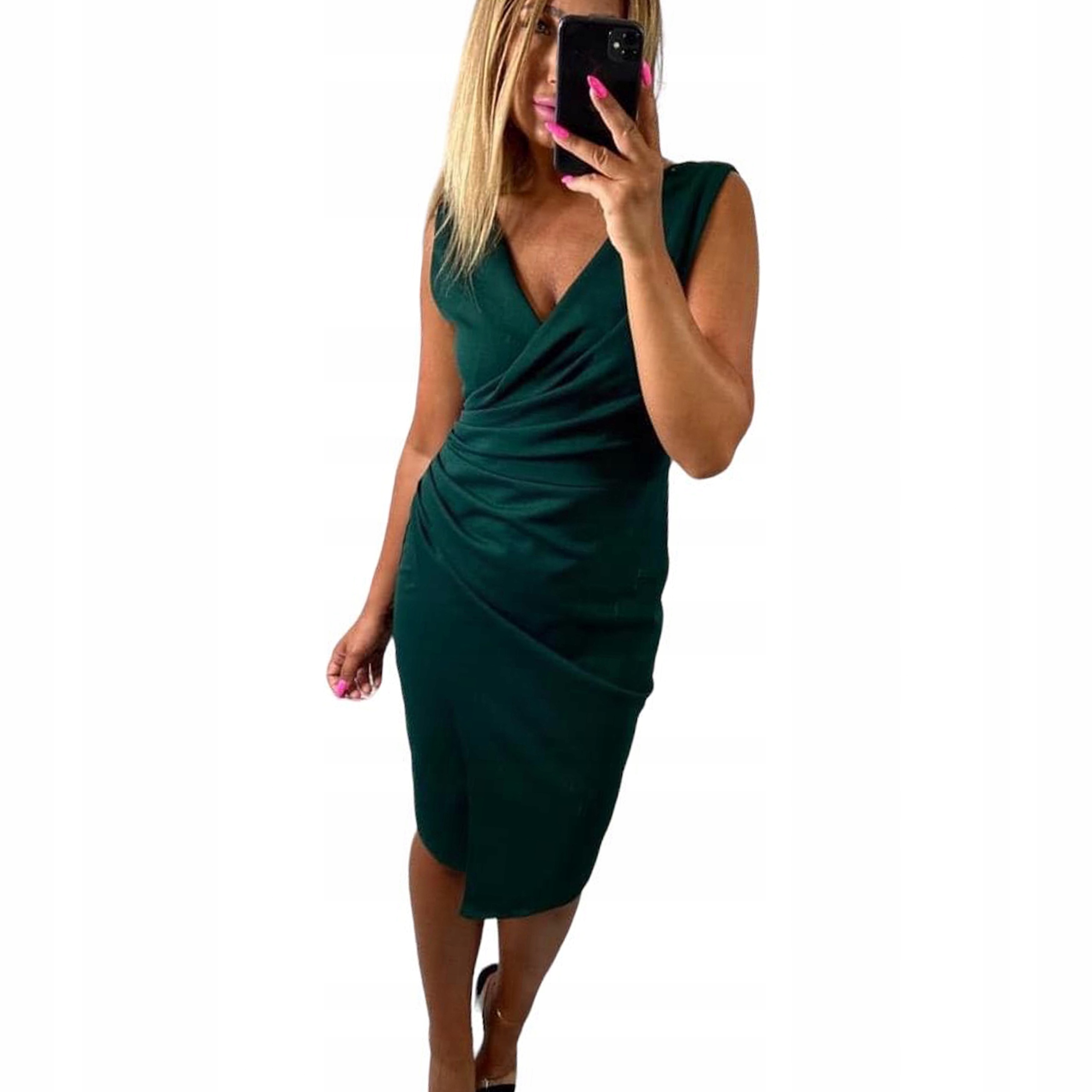 V905 Zelené Šaty Ve Volném vel. 44 (2XL)