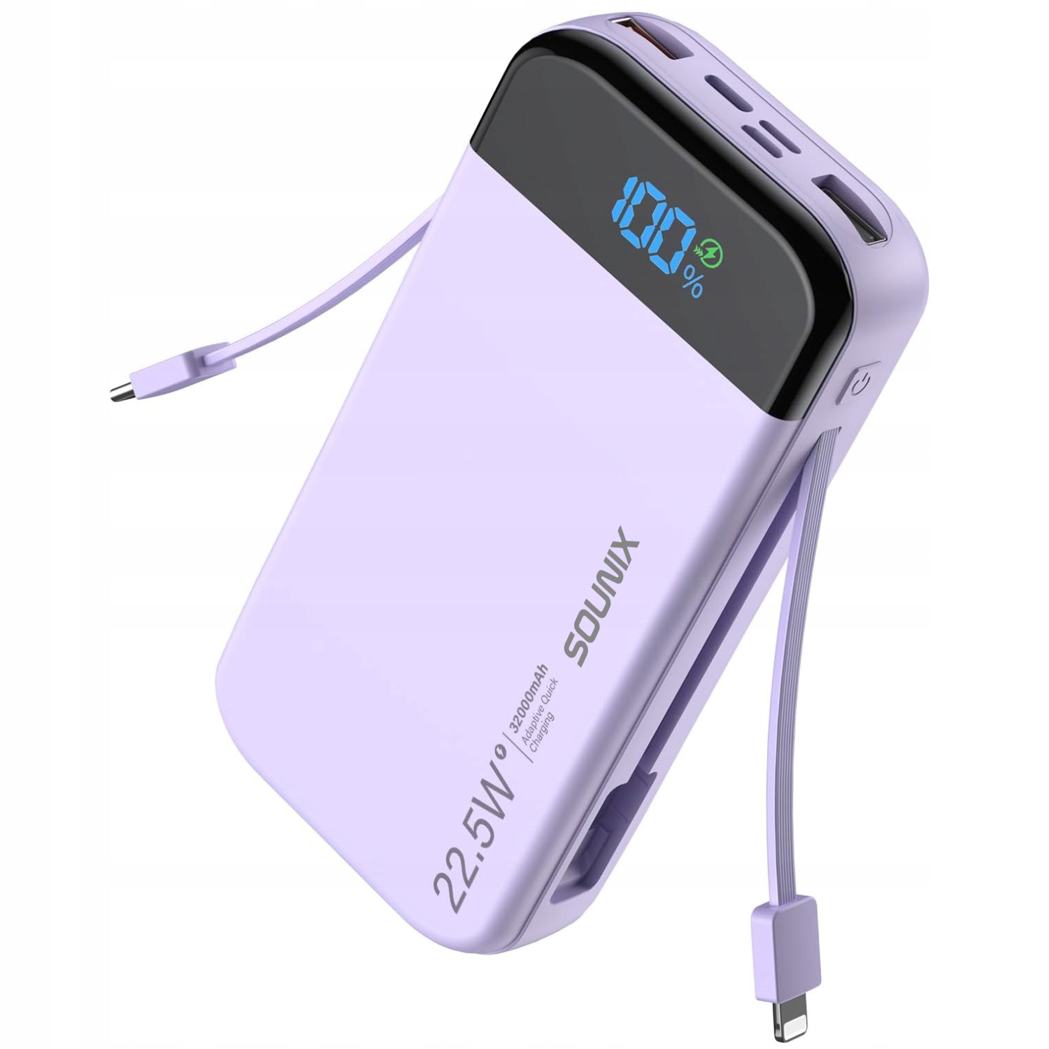 Powerbank 30000 mAh 22,5W Qc Pd 2x Usb Usb-c Z Wbudowanym Kablem Usb C