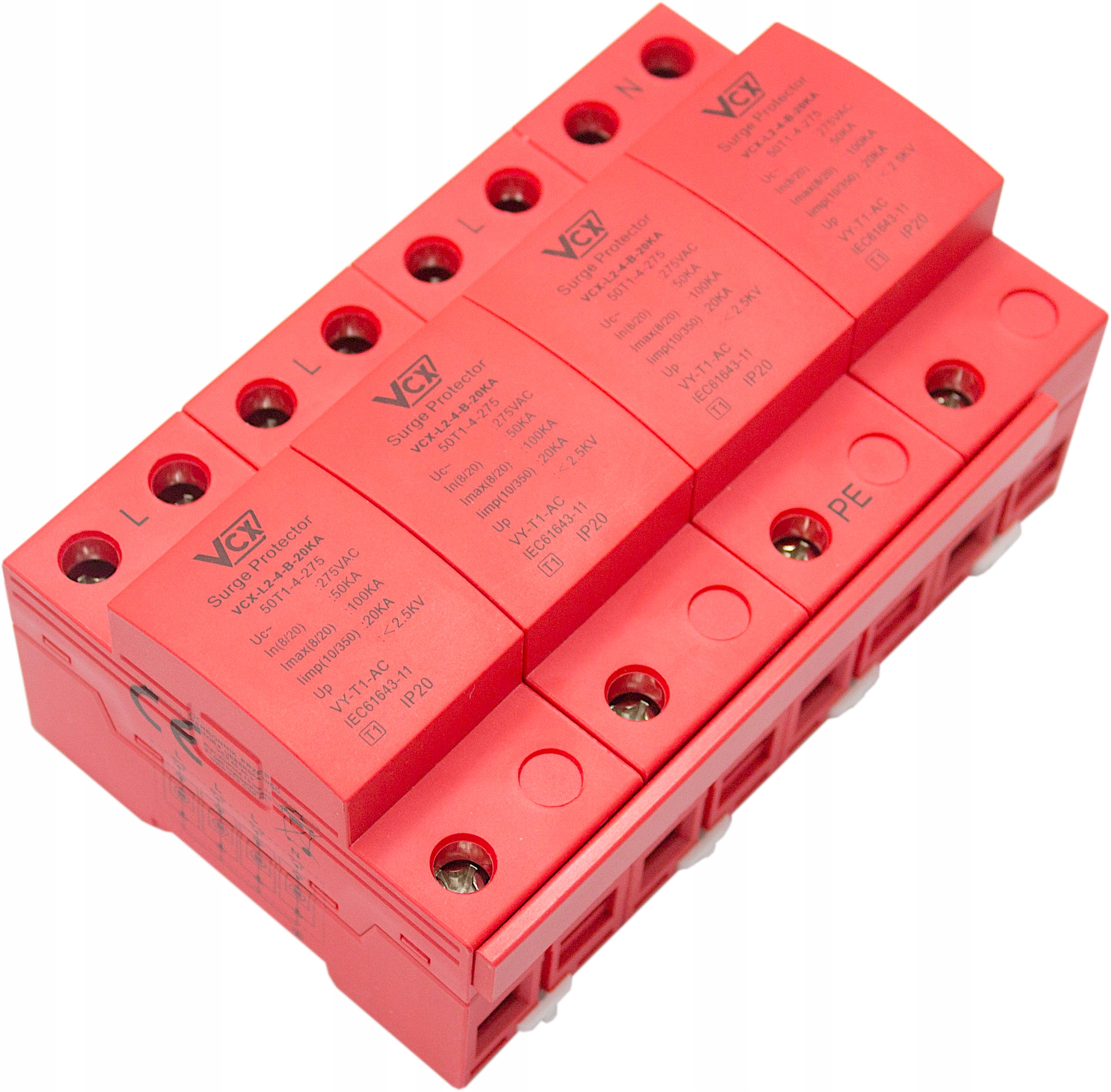 Obmedzovač prepätia L2 triedy T1 (b) 4P 20kA (iskiernikový) VCX