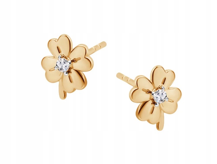 Złote Kolczyki z Diamentami Koniczyna KZ20623 Verona Jewellery