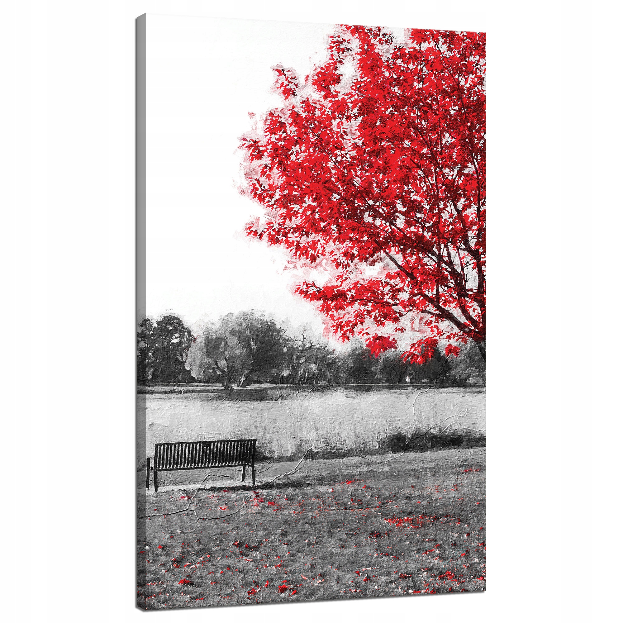 Obraz na plátně Šedá Červená Listy Kontrast 70x120 cm
