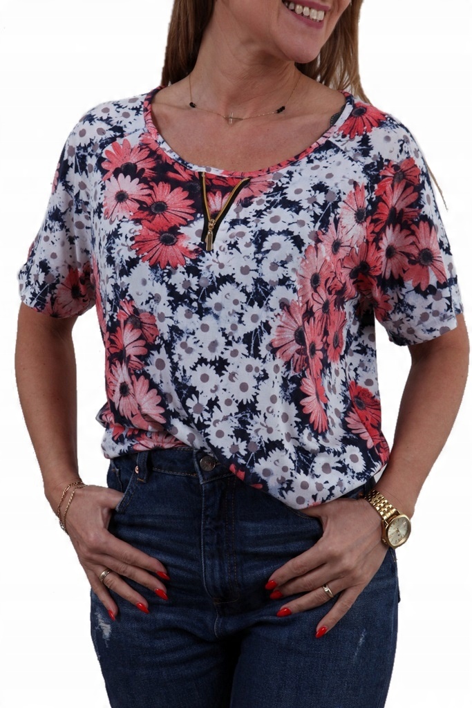 

Lekka Bluzka Zwiewna Kwiaty Ozdobny Zamek MIX *2XL