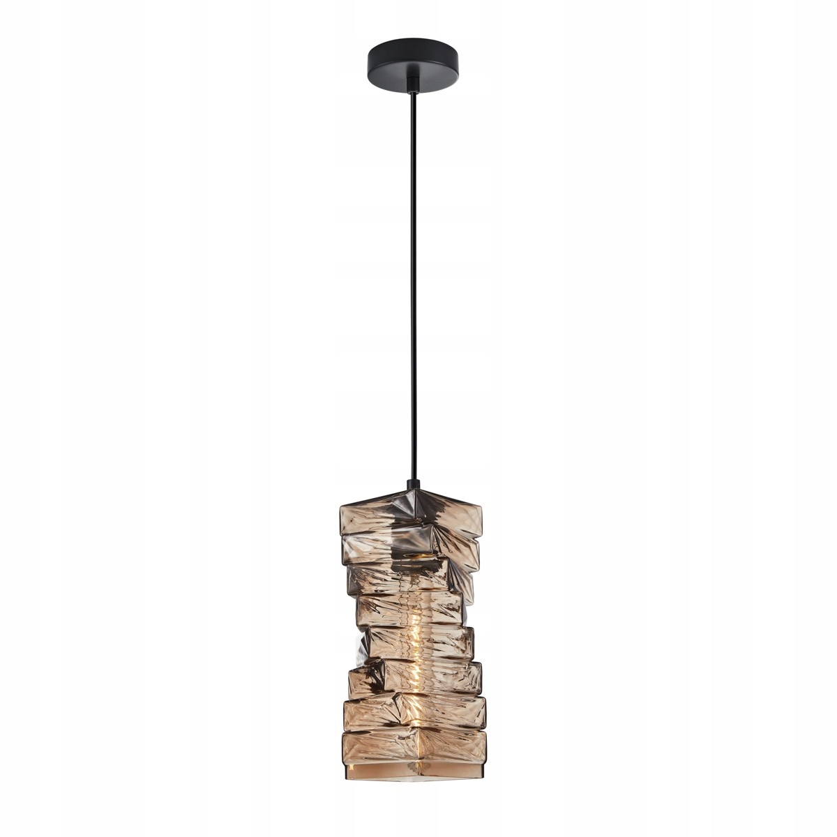 Altera Závěsná lampa Černá Jantarové skleněné stínítko E27 40W IP20