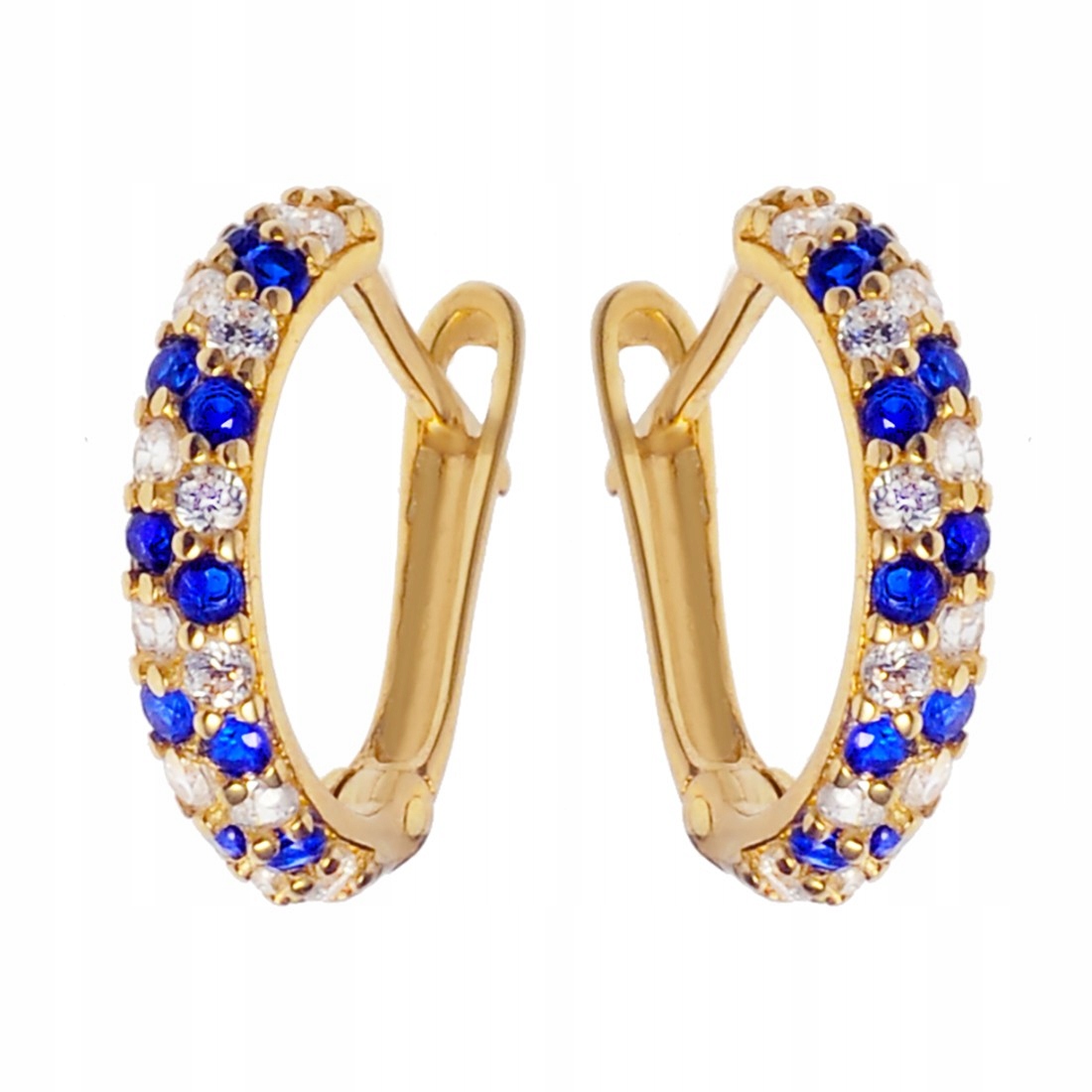 Zlaté náušnice s čárkami a zirkony