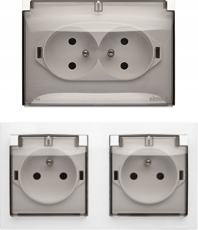 Gniazdo pojedyncze natynkowe IP44 Simon Aquaclick Kolor czarny