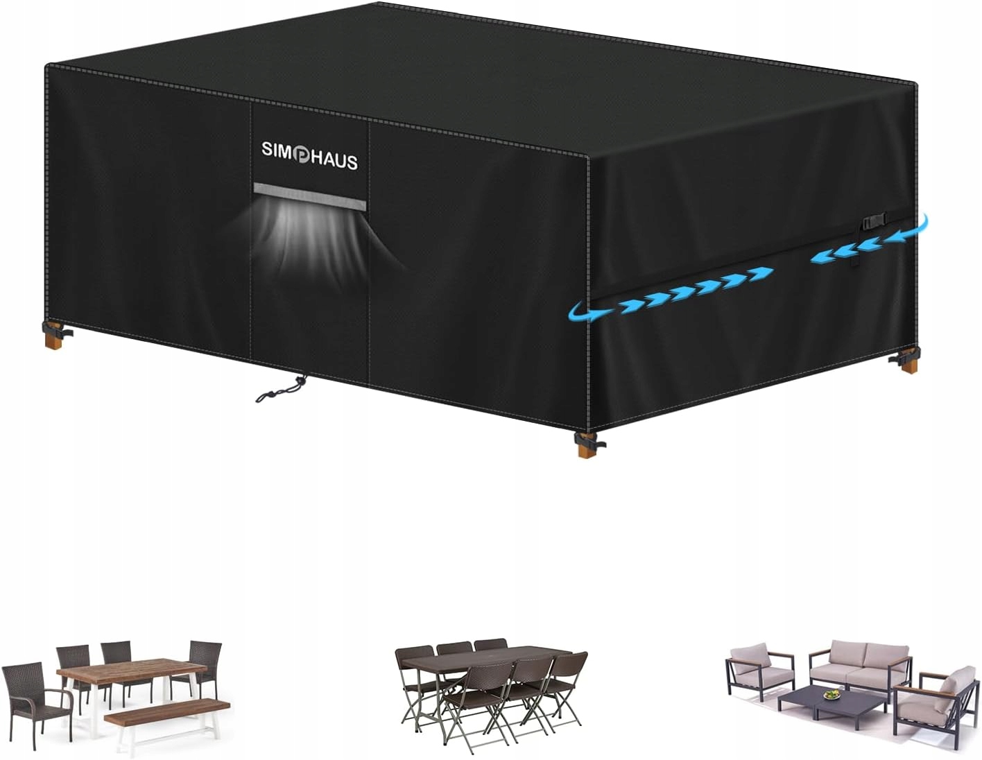 Pokrowiec Na Meble Ogrodowe Plandeka Na Stół Krzesła Wodoodporny 180x90x75