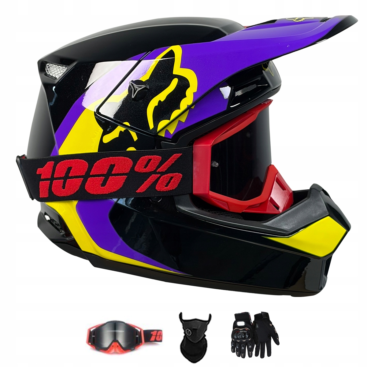 Motocyklová Přilba Lehká Enduro Quada Brýle Rukavice Maska XL