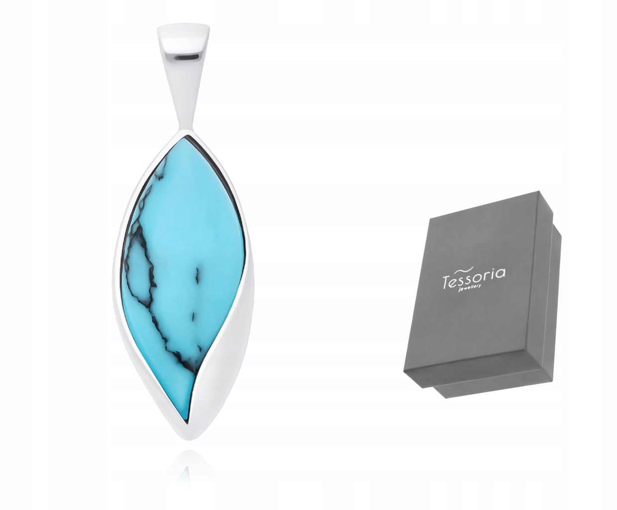 Stříbrný přívěsek Tyrkys Velký Přívěsek pro ženy Originální vzor ryzost 925