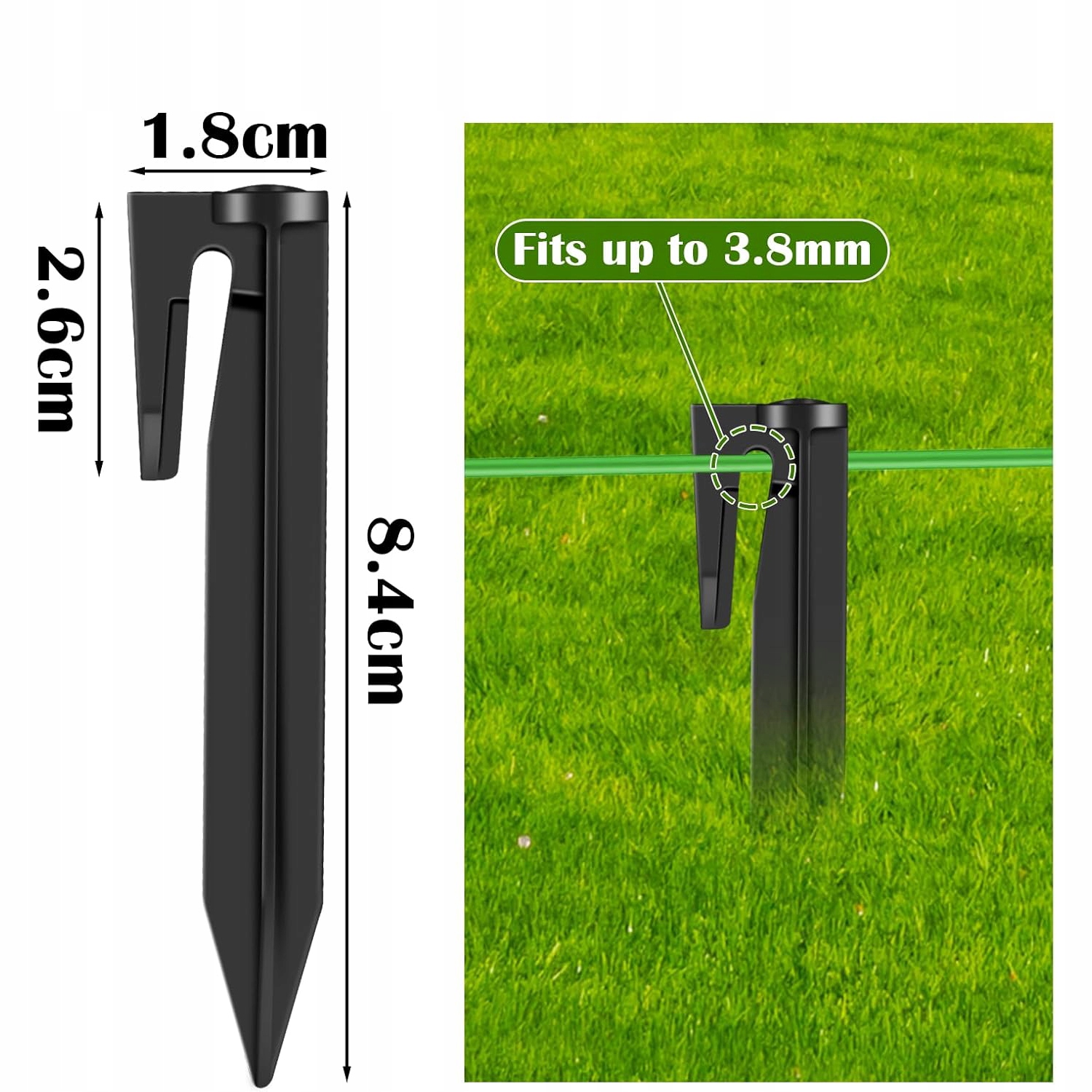 HAKI ŚLEDZIE DO ROBOTA KOSZĄCEGO, KOŁKI GRUNTOWE MOCOWANIE DRUTU, 200 SZT Marka bez marki