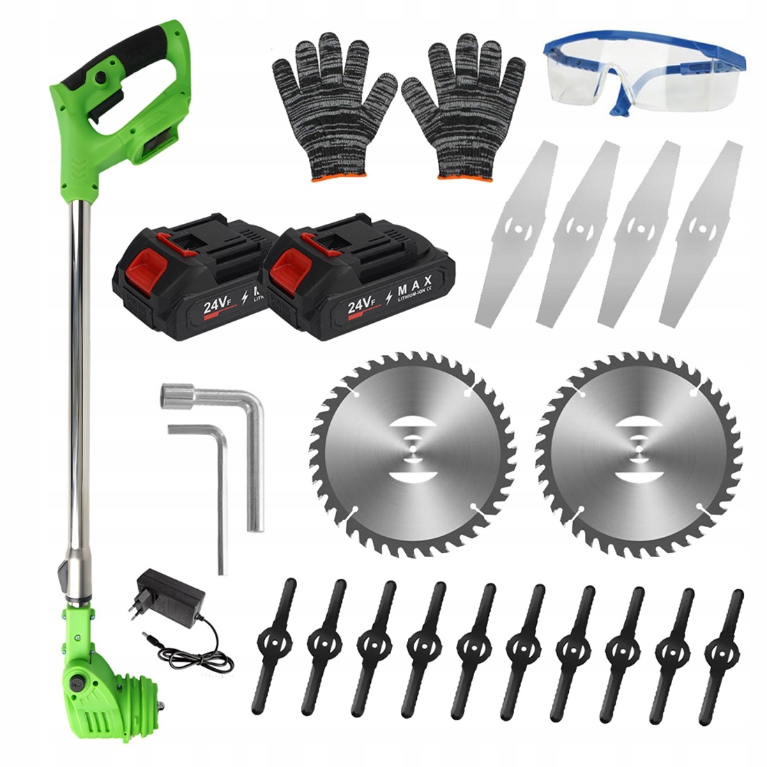 3 Čepelemi Vyžínač Na Trávy S Nastavitelnou Teleskopickou Tyčí, Zelený