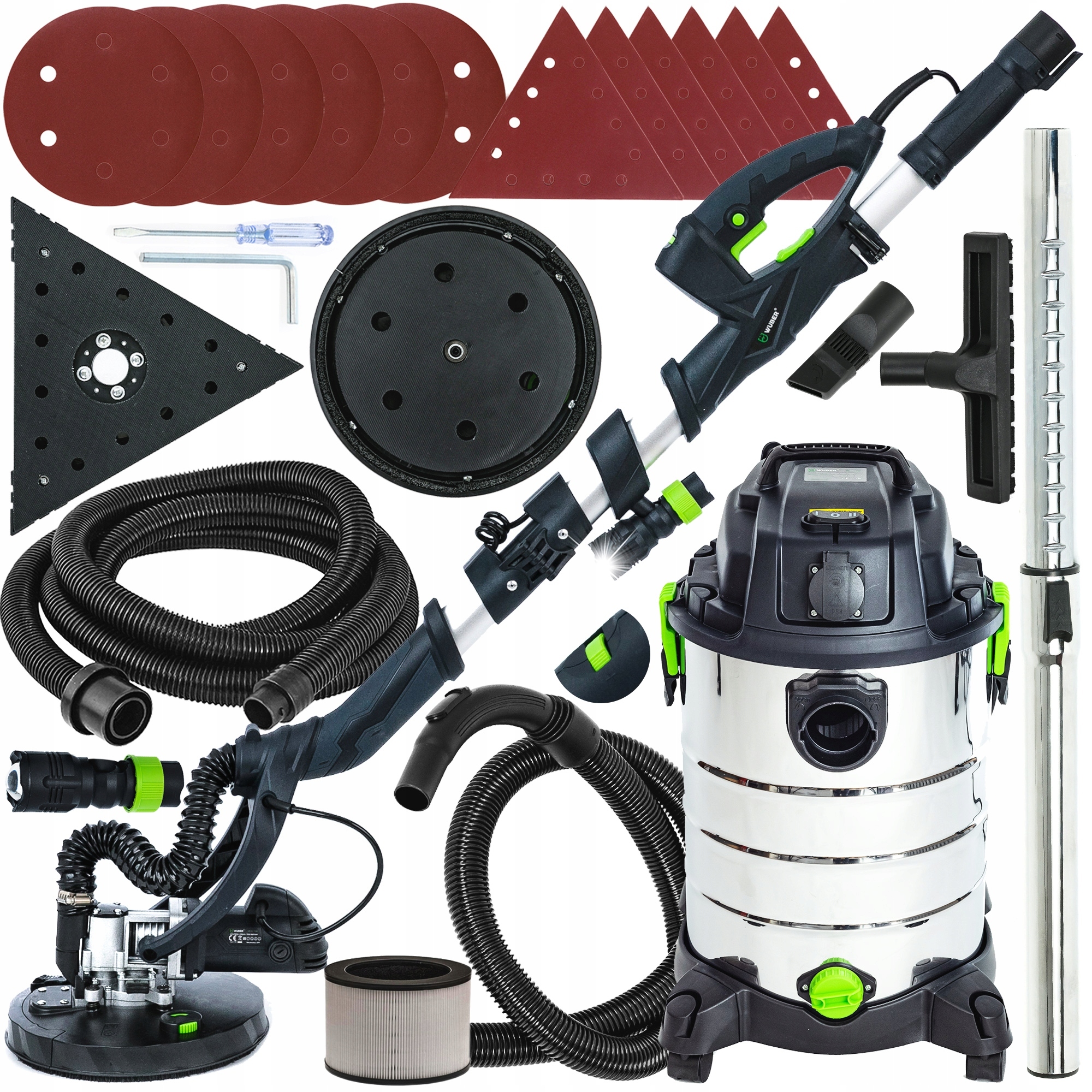 Szlifierka Żyrafa Gipsu Odkurzacz Przemysłowy Led Papiery Zestaw XXL