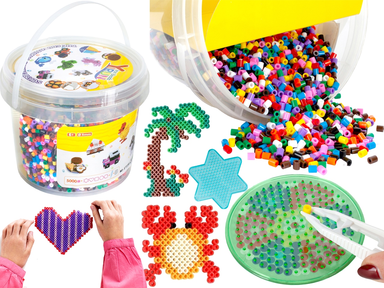 KORALIKI DO PRASOWANIA 5000 szt ZESTAW WIADERKO Szablony akcesoria wzory