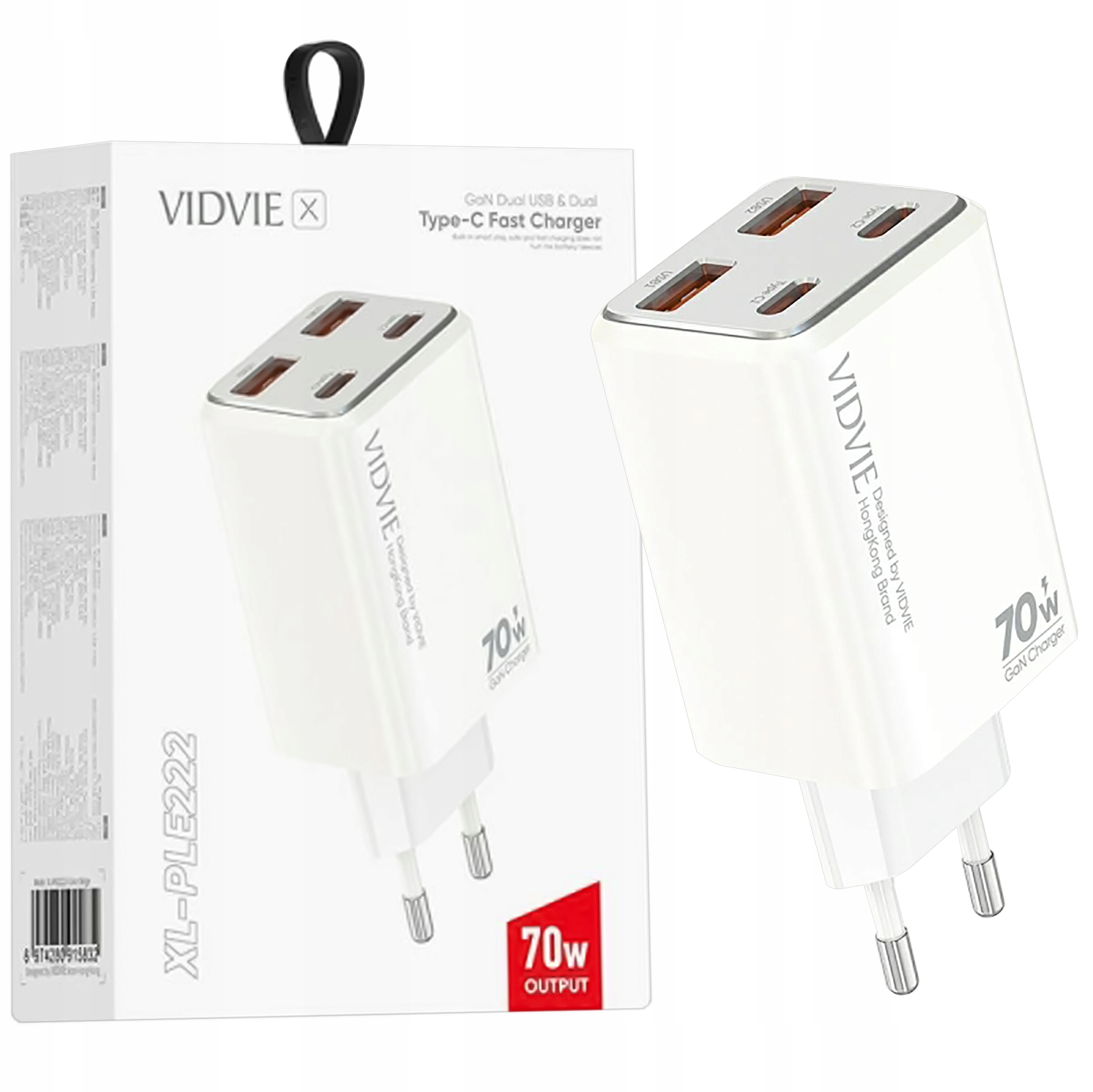 Szybka Ładowarka sieciowa Vidvie 70W 2X Usb Typ-c 2X Usb Kostka Do Telefonu