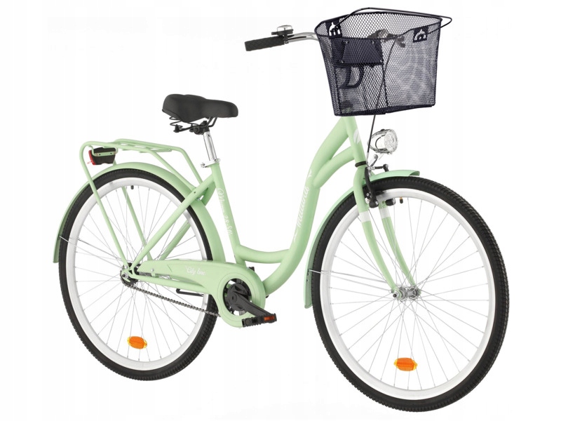 Rower miejski Indiana Moena S1B 28 cali damski Miętowy Koszyk