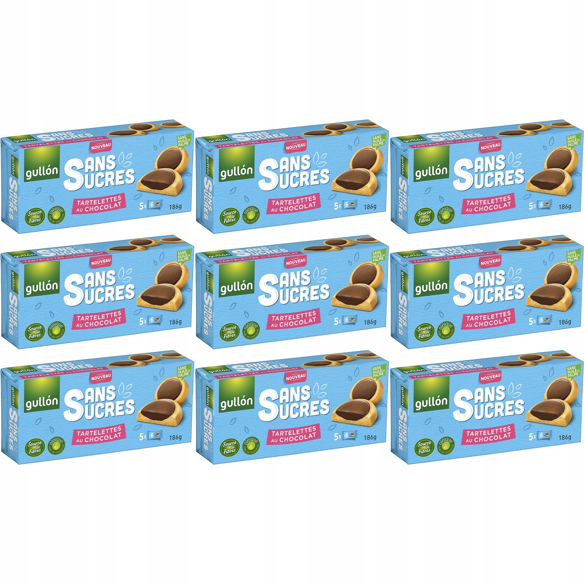 9 x Gullon Ciasteczka oblane czekoladą bez dodatku cukru 186 g