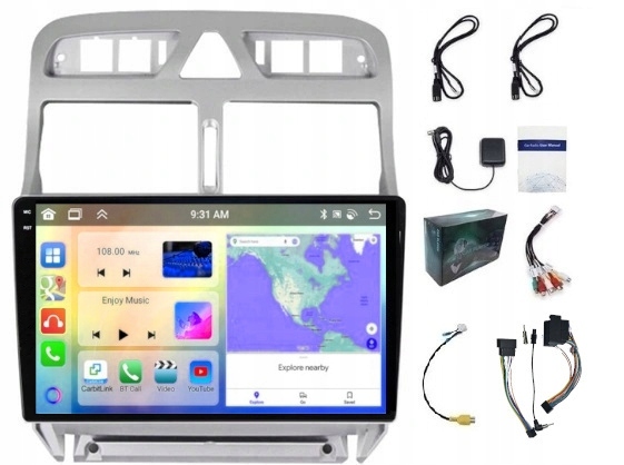 Navigační Rádio Carplay Peugeot 307 2001-2008 Wifi Android 4GB 64GB