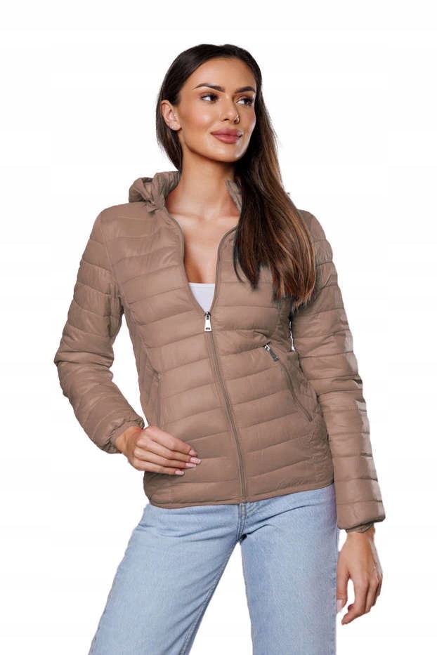 Krótka Kurtka Damska B0124 Beż XL (42)