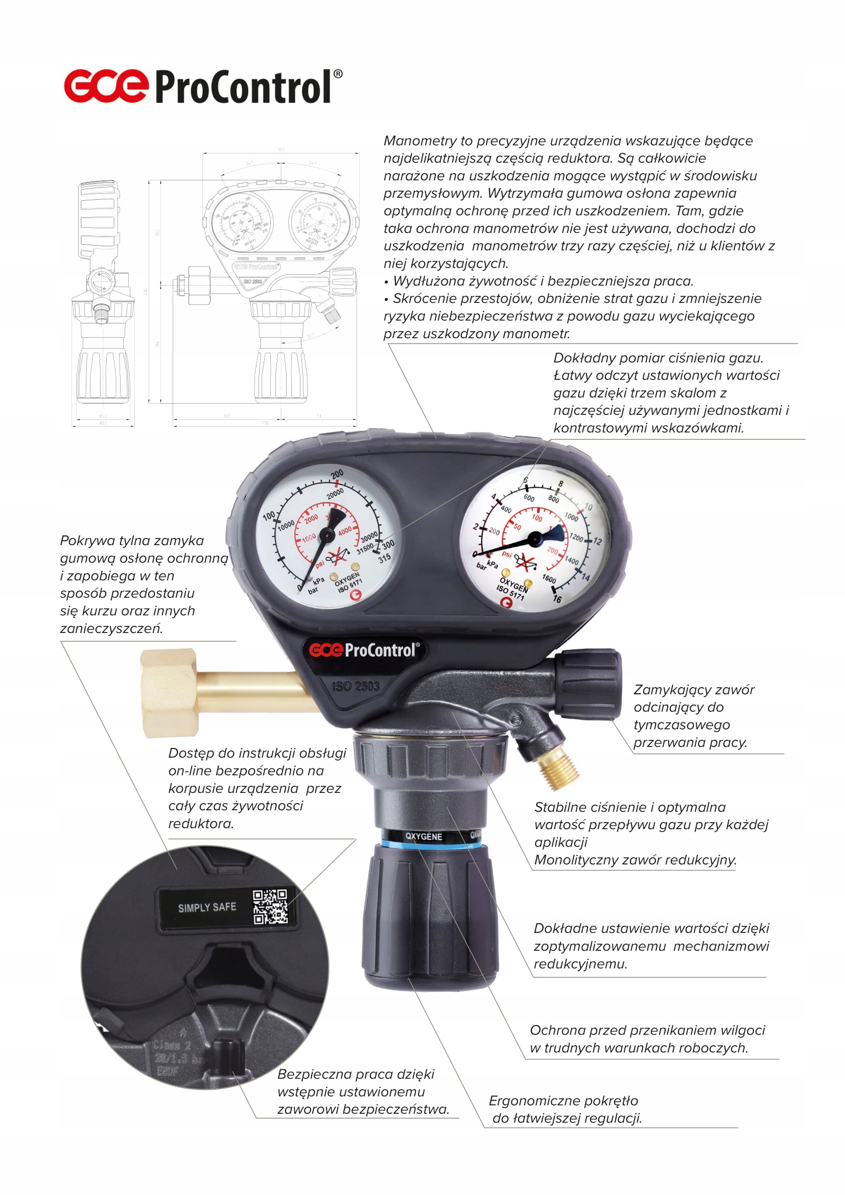 Reduktor jednostopniowy do azotu GCE do 30bar Producent code PC0780973