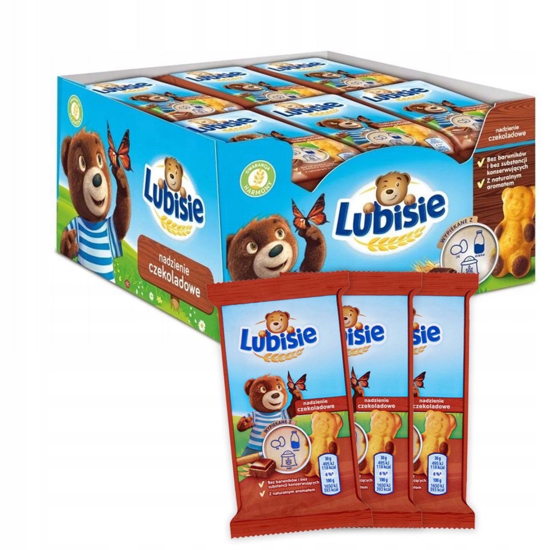 Levně Lubisie Piškotové sušenky s čokoládovou náplní 30 g x 24 kusů