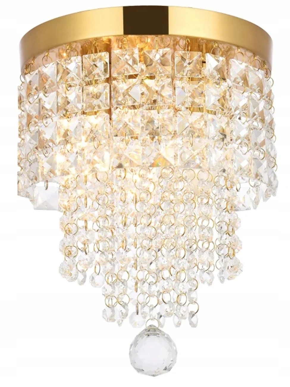 Żyrandol kryształowy lampa kryształowa sufitowa klasyczna 4xG9 23 cm złota