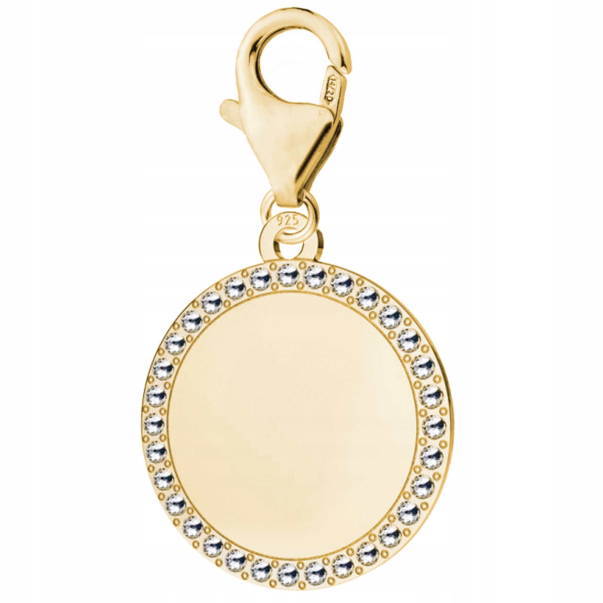 Zlatý přívěsek Plech s křišťálem Karabinka Krystaly Stříbro 925